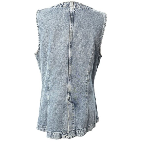 GAP Denim Vest Medium Indigo Women’s Sleeveless Button Front Longline Pockets M - Picture 3 of 12